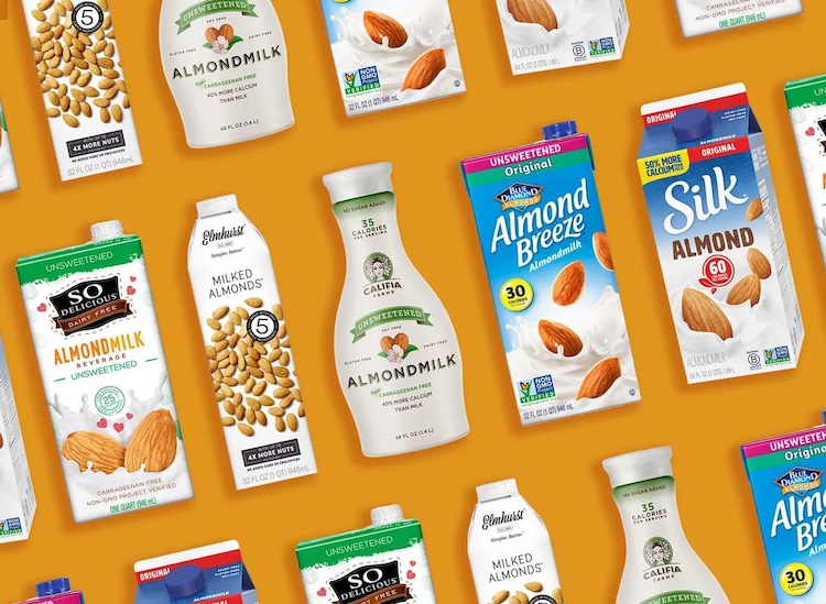 different brands of almond milk