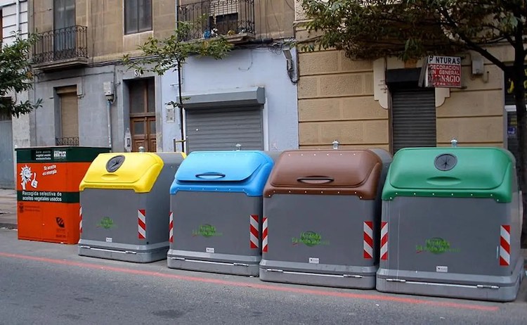 public recycling bins in spain