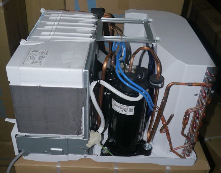 window ac unit with cover removed